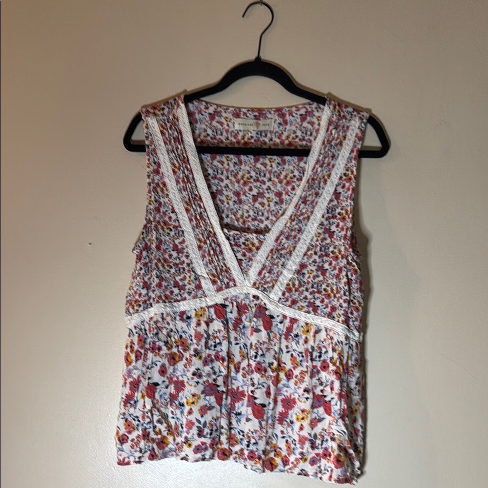 Red and Blue Wrap Blouse with Bib Collar